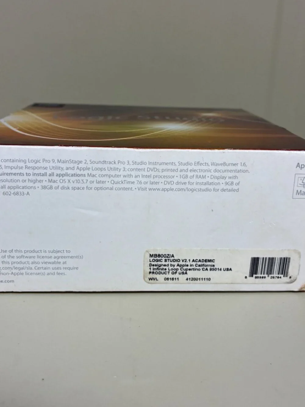 Apple Logic Studio v2.1 Academic Suite Logic Pro 9 MainStage 2 MB800Z/A Mac DVD